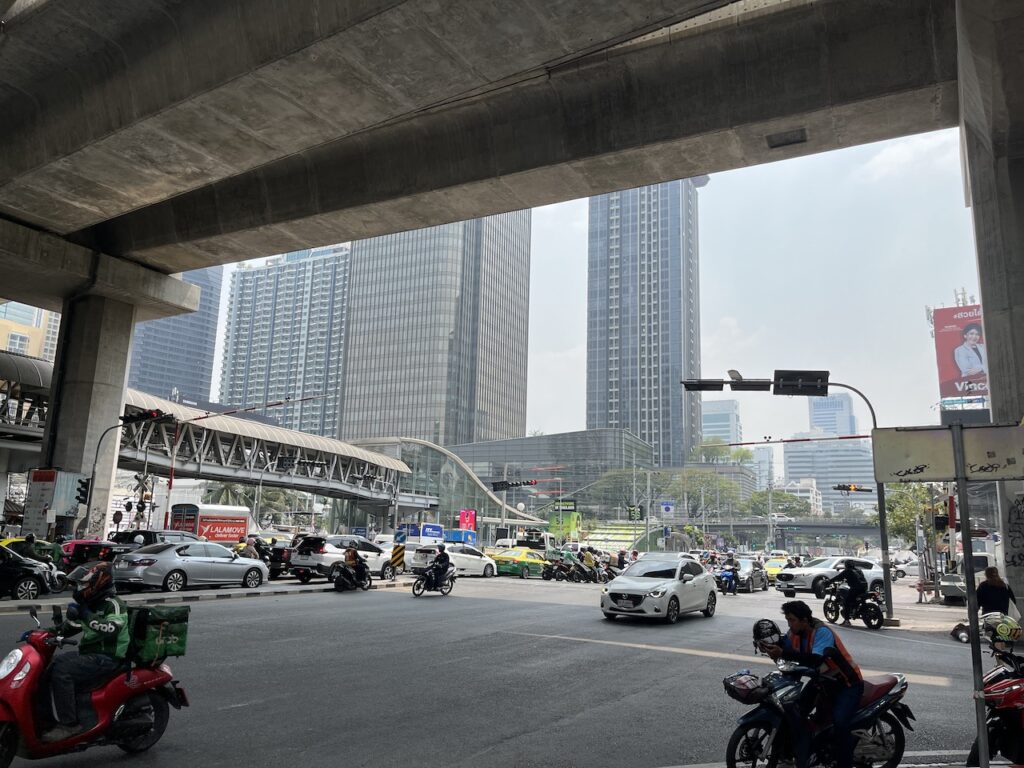 A city street in central Bangkok, Thailand