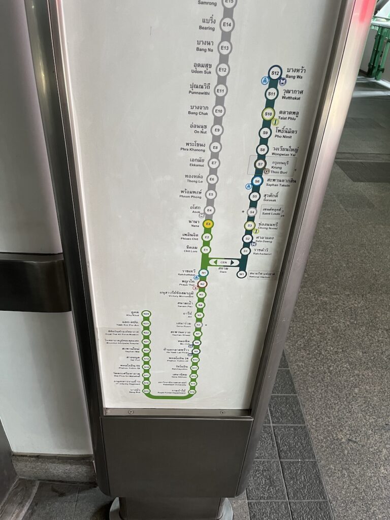 Station diagram of Bangkok's BTS Skytrain system in Thailand