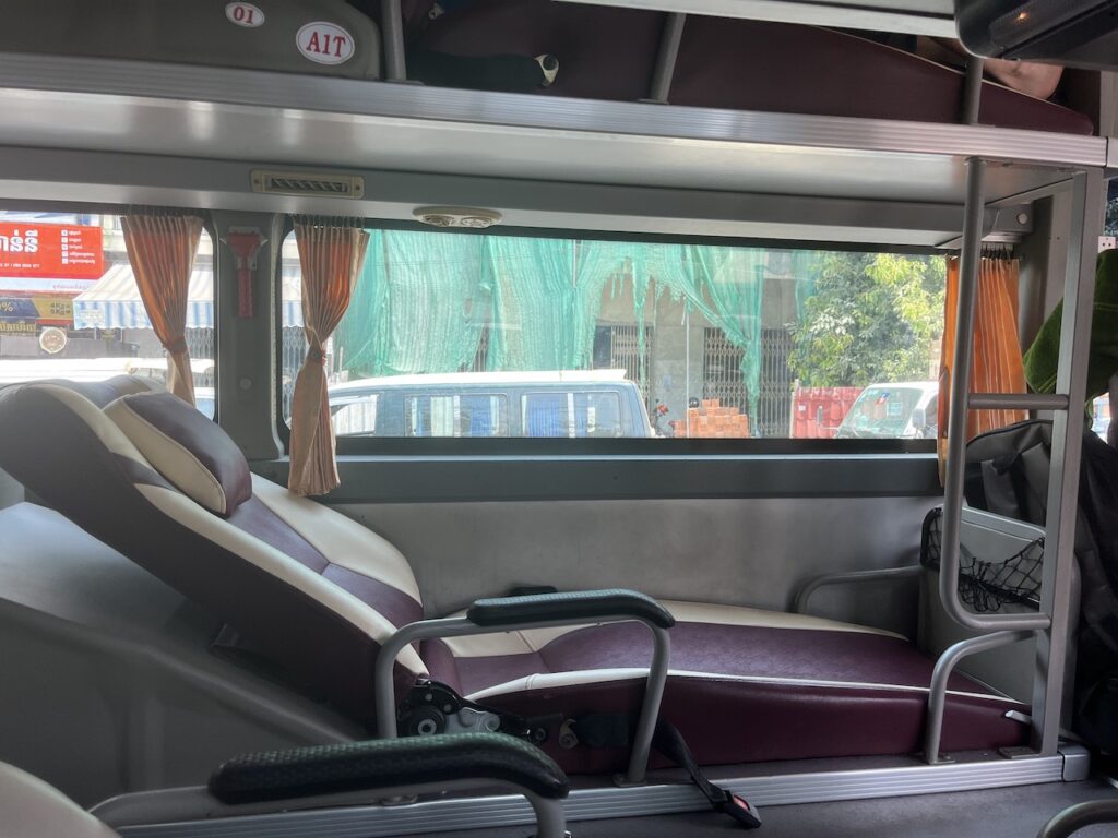 Recumbent seats on Kumho Samco Bus