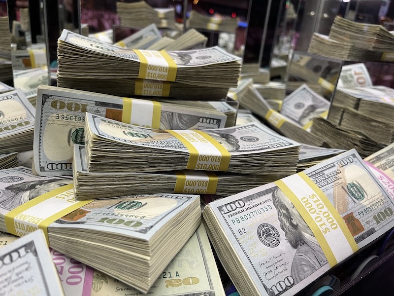 Stacks of banded
$100 bills