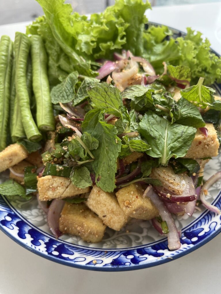 a tofu based Thai dish with basil