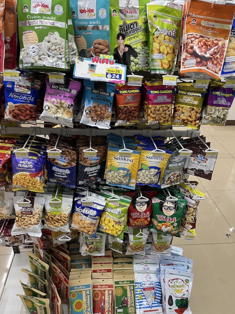 Shelves inside a 7-Eleven store in Thailand