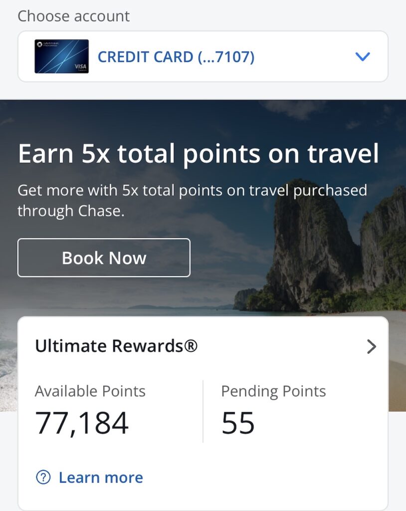 chase sapphire preferred points balance