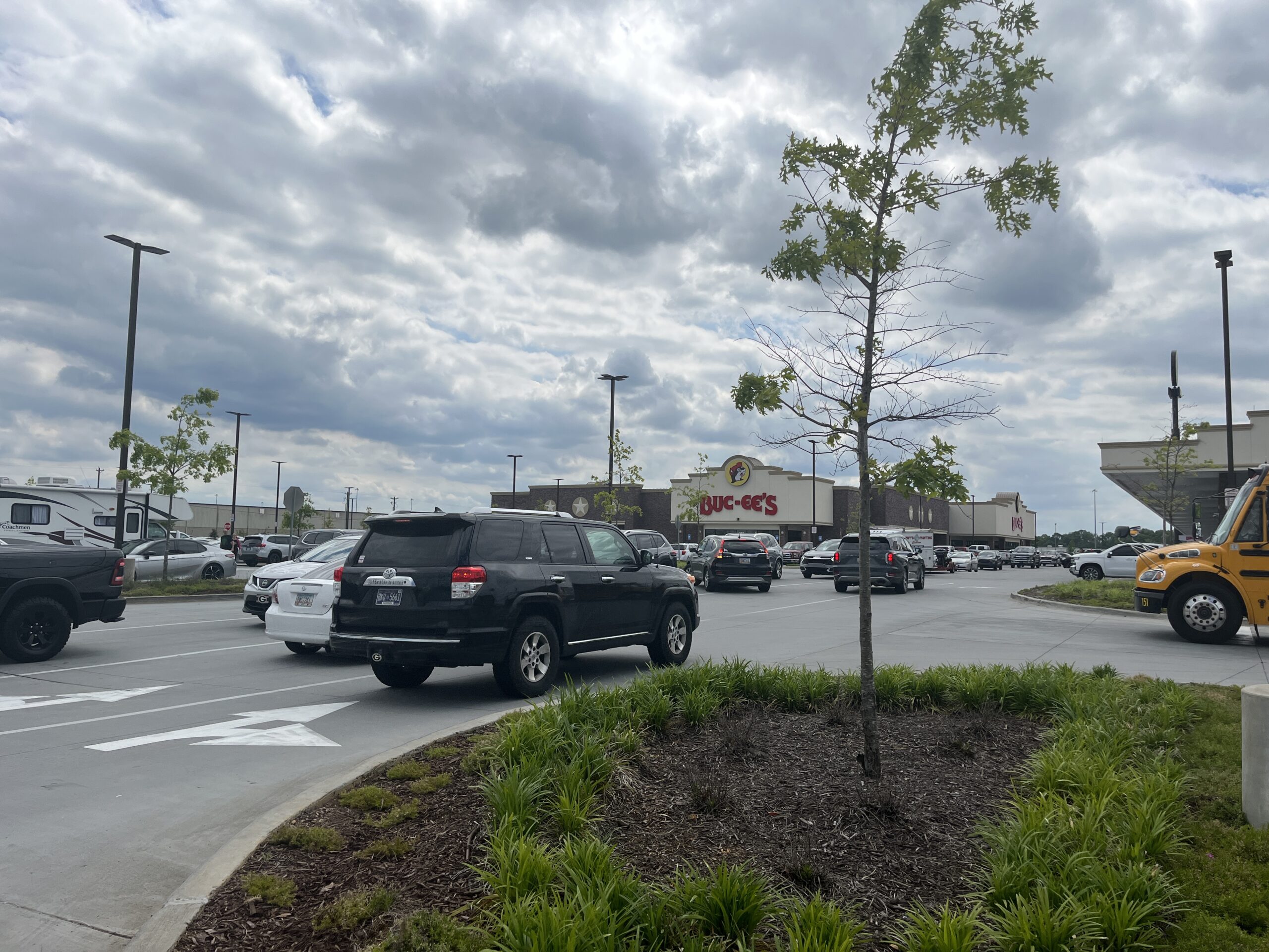 Traffic in a Buc-ee's parking lot
