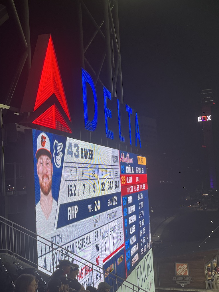 scoreboard at truist park
