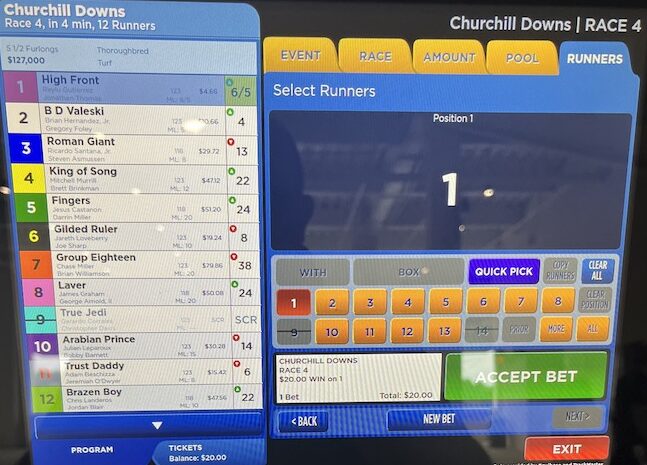 a parimutuel betting terminal